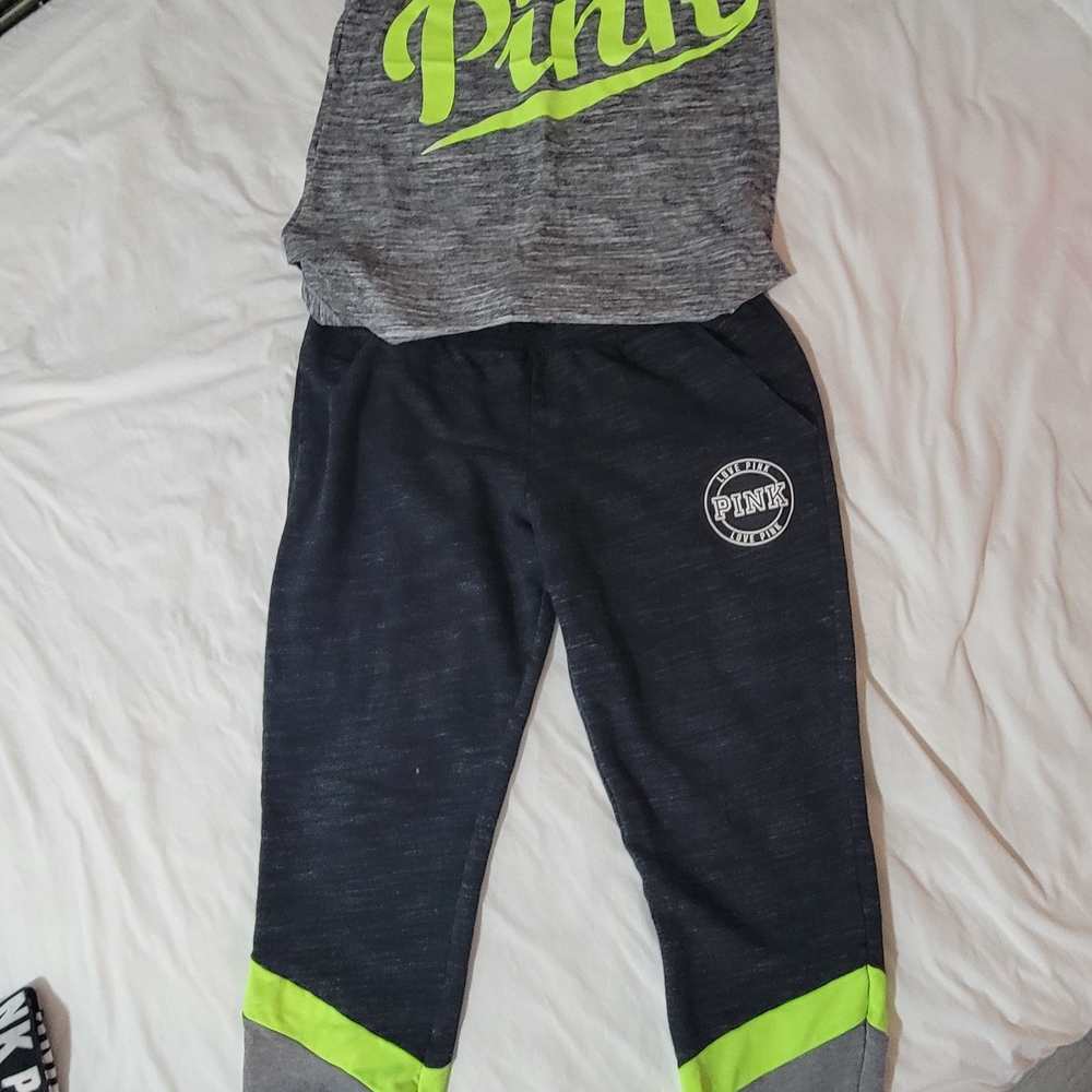 PINK Victoria's Secret Gray and Neon Yellow Shorts - Picture 5 of 8